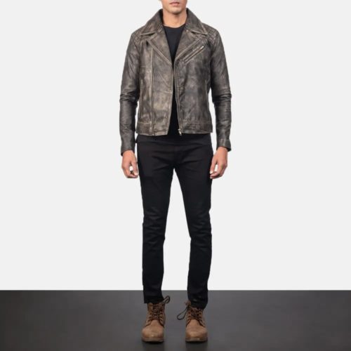 Danny Quilted Brown Leather Biker Jacket 1