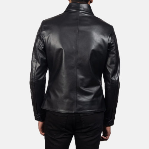Mod Black Leather Peacoat