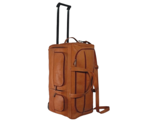 David King Rolling Leather Travel Duffel Bag With Wheels