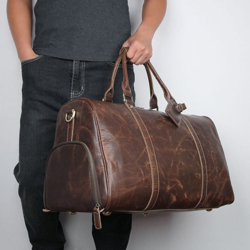 Woosir Leather Weekender Travel Bag with Shoe Compartment