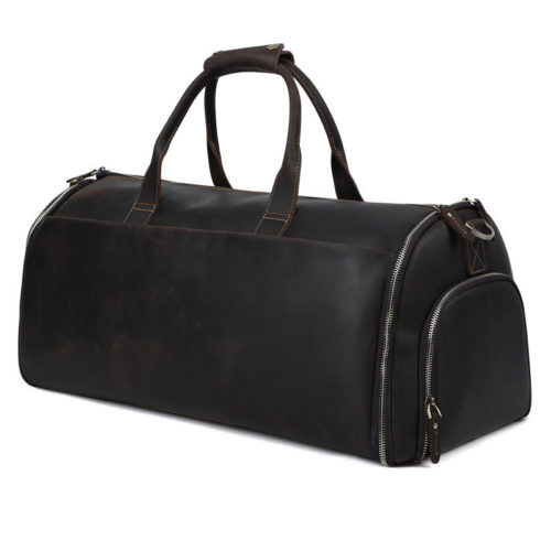 Woosir Large Leather Duffel Bag with Shoe Compartment