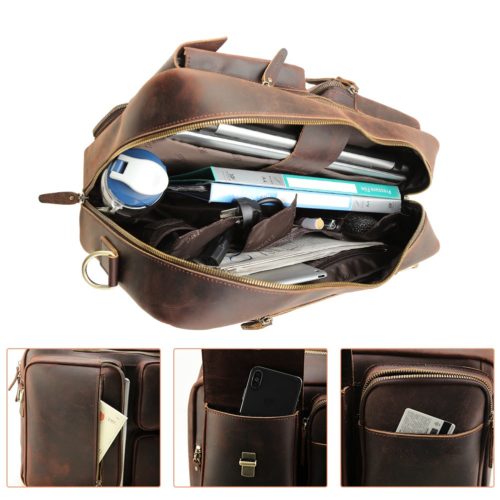 Brown Briefcase Backpack for 15.6 Inch Laptop For Men