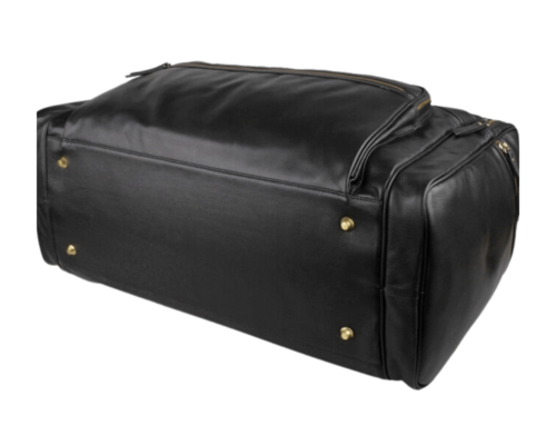 Large Capacity Men's Black Travel Leather Duffle Bag 3