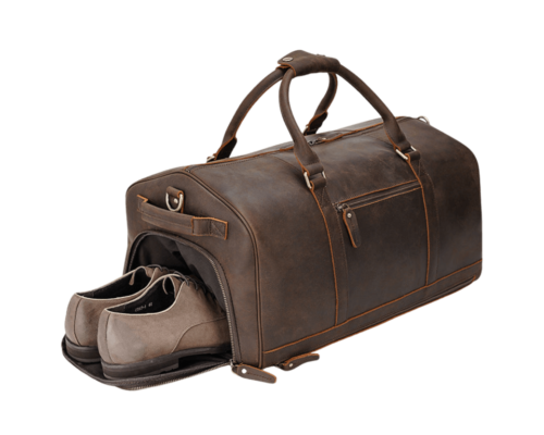 Large Leather Duffle Bag with Laptop Compartment