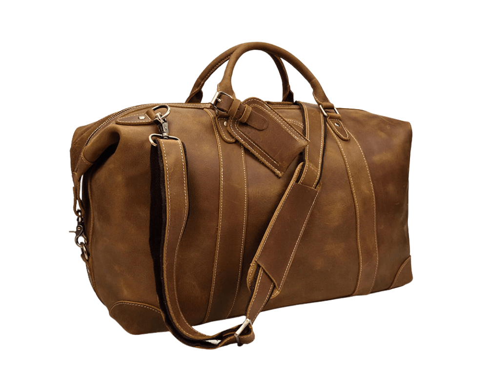 Leather Weekender Bag with Laptop Compartment For Men