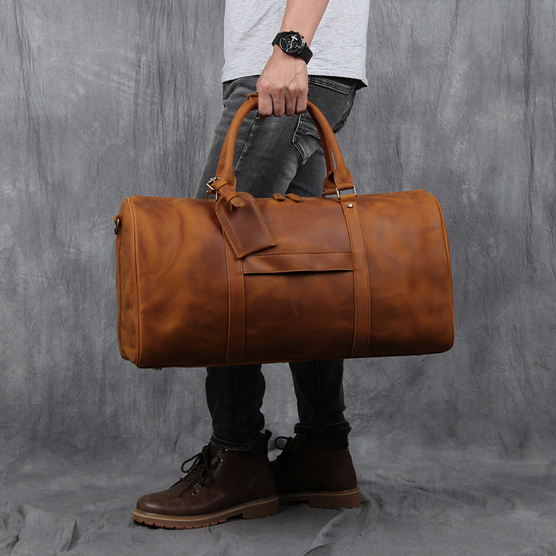 Large Leather Duffle bag With Trolley Sleeve - Horizon Leathers