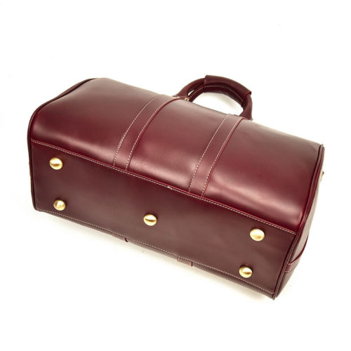 Woosir Vintage Wine Red Genuine Leather Travel Duffel Bag