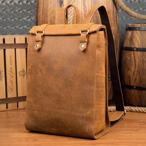 Vintage Leather Backpacks Mens Business Travel School