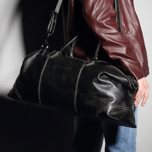 Woosir Genuine Leather Black Duffel Bag For Men