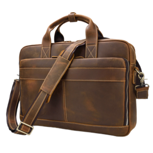 15" Leather Laptop Briefcase Brown 4