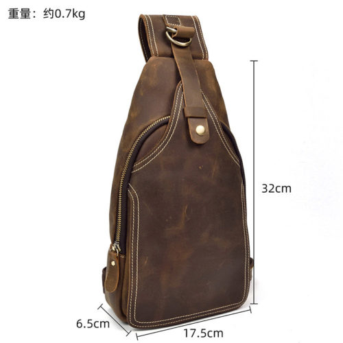 Genuine Leather Crossbody Sling Backpack Bag For Men