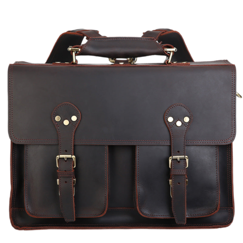 Leather Computer Briefcase Backpack Convertible 1