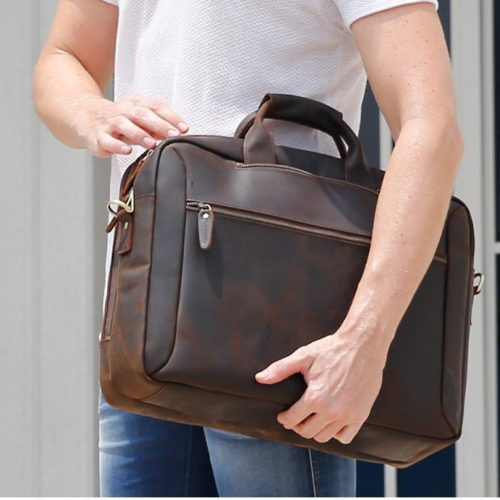 17 Inch Briefcase Leather Backpack