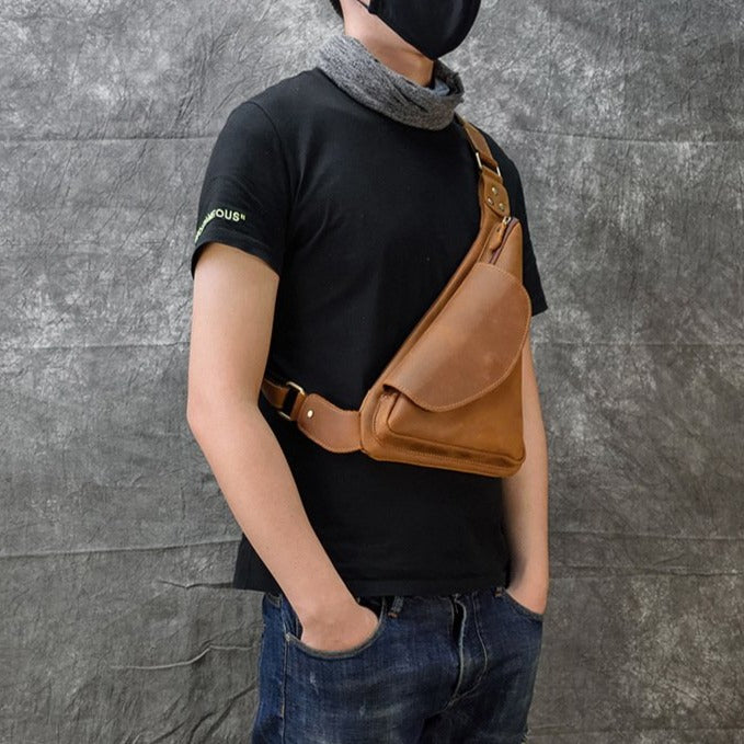 Leather Sling Backpack Dumpling Bag