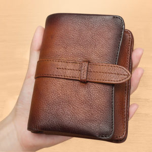 HandWoody natural genuine leather Wallet handmade for men brown