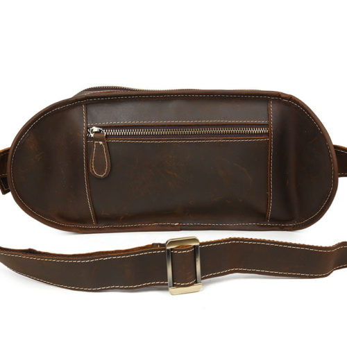 Leather Fanny Pack with 5 Zippered Pockets