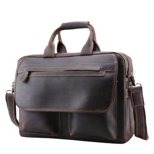 14 " Men's Leather Briefcase Messenger Bag 1