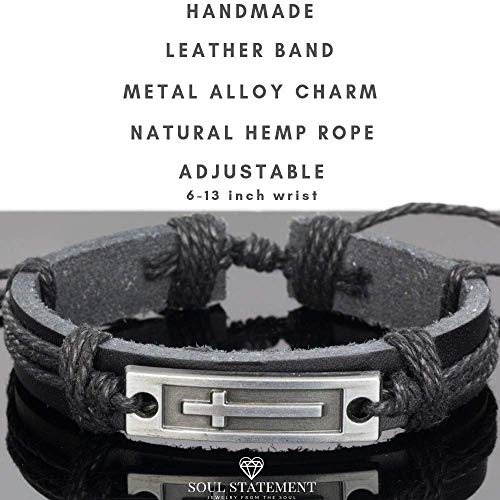 Soul Statement Cross Leather Bracelet for Men 3