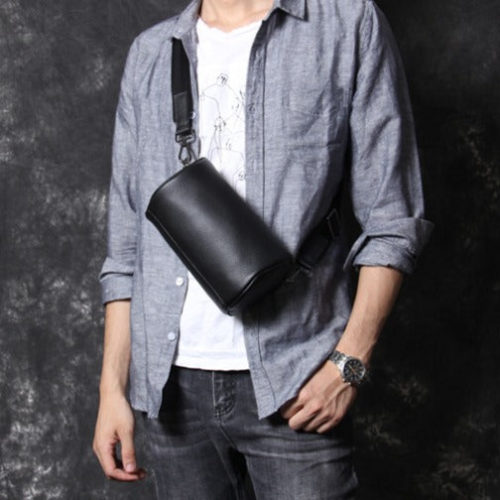 Men's Cylinder Leather Sling Bag