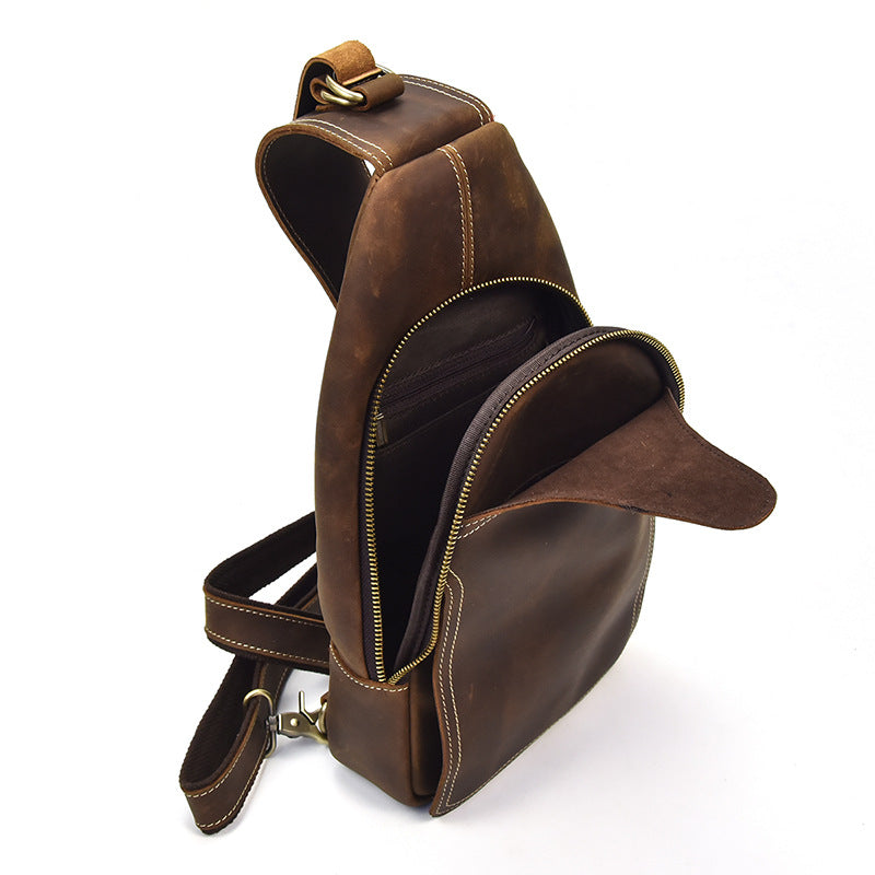 Genuine Leather Crossbody Sling Backpack Bag For Men
