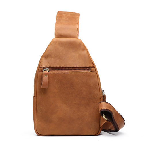 Men's Leather Sling Bag Chest Shoulder Backpack