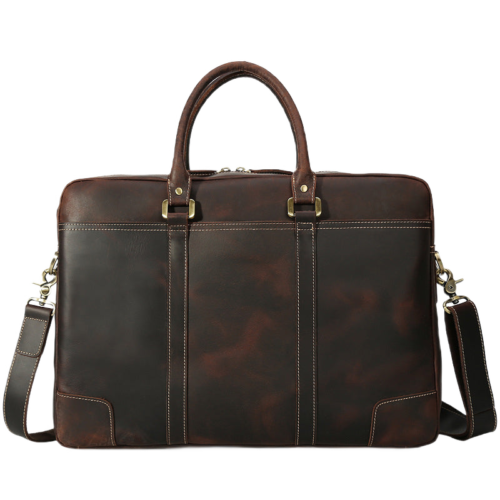 17.3" Leather Vintage Laptop Briefcase for Business Travel 1