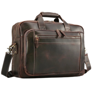 Vintage Distressed Leather Briefcase for 17 Inch Laptop 1