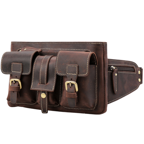Leather Belt Bag with Pockets - Horizon Leathers