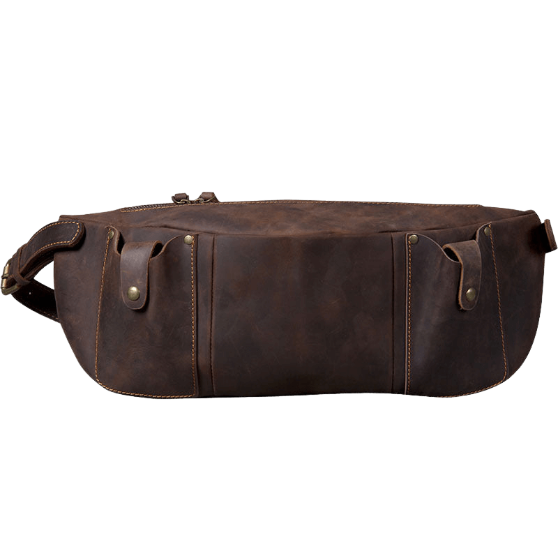 Leather Fanny Pack Crossbody Bag for Men with Adjustable Belt