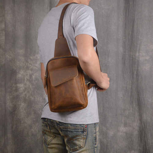 Men's Leather Shoulder Crossbody Bag