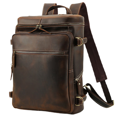 Mens Vintage Genuine Leather 15.6 Inch Laptop Backpack 1