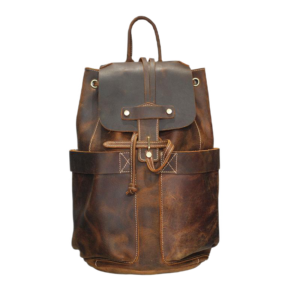 Vintage Genuine Leather Drawstring Bucket Backpack 3