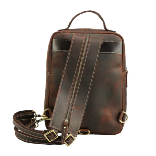 Men's Convertible Cowhide Small Leather Sling Bag