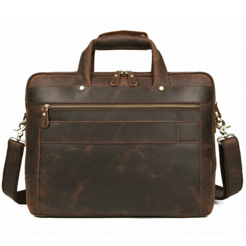 15.6" Vintage Leather Briefcase for Men