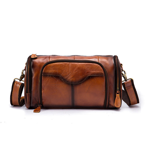 Men's Genuine Leather Travel Messenger Bag By Woosir