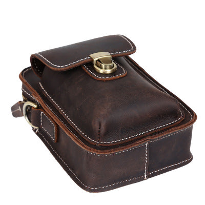 Men's Genuine Leather Retro Waist Bag  By Woosir