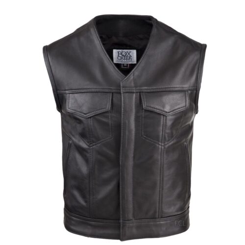 Men's V-Neck Leather Rebel Vest